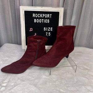 Rockport Kimly Stretch Suede-like Burgundy Heeled Comfort Booties